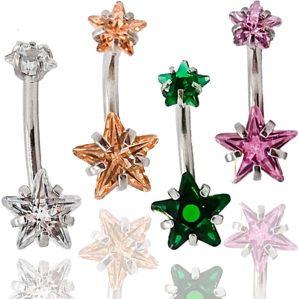 pentagram double head zircon navel ring human body puncture 5 / 8mm stainless steel nail jewelry
pentagram double head zircon navel ring human body puncture 5 / 8mm stainless steel nail jewelry