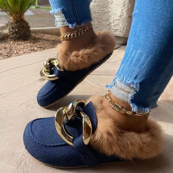slippers warm fur for autumn winter metal chain closed toe slides flat heel sandals indoor women shoes, Black
slippers warm fur for autumn winter metal chain closed toe slides flat heel sandals indoor women shoes, Black