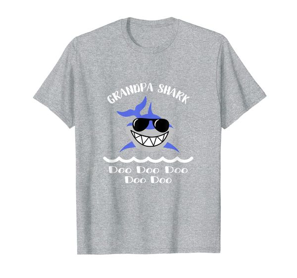 grandpa shark - doo doo doo t-shirt, White;black
