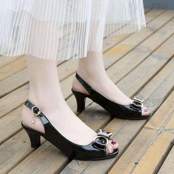 sandals women's classic fish mouth shoes bow knot high heel open toe rear buckle european american fashion, Black
sandals women's classic fish mouth shoes bow knot high heel open toe rear buckle european american fashion, Black