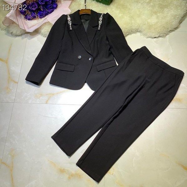 women's two piece pants zk819 fashion women sets 2021 runway luxury european design party style clothing, White
women's two piece pants zk819 fashion women sets 2021 runway luxury european design party style clothing, White