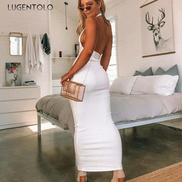 women dress sleeveless solid deep v-neck hollow out backless dinner tight fashion halter elegant maxi dresses lugentolo casual, Black;gray
women dress sleeveless solid deep v-neck hollow out backless dinner tight fashion halter elegant maxi dresses lugentolo casual, Black;gray