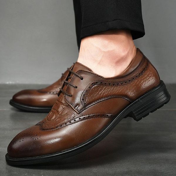 oxfords genuine leather men's shoes lace up brogue breathable formal office for man outdoor flats casual dress men, Black
oxfords genuine leather men's shoes lace up brogue breathable formal office for man outdoor flats casual dress men, Black
