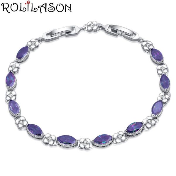 link, chain rolilason fashion 925 silver rainbow crystal zircon bracelet classic christmas gift tb1164, Black
link, chain rolilason fashion 925 silver rainbow crystal zircon bracelet classic christmas gift tb1164, Black