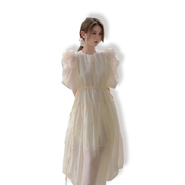 party dresses in the summer of 2021 french slim and gentle bubble sleeves are waisted white dress women vestidos, White;black
party dresses in the summer of 2021 french slim and gentle bubble sleeves are waisted white dress women vestidos, White;black