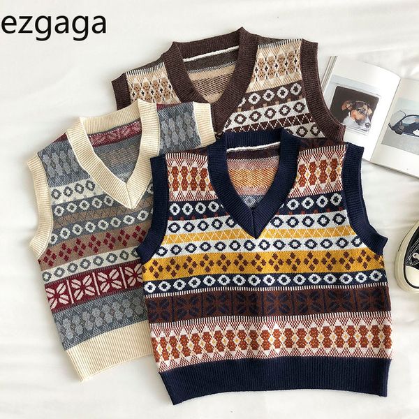 ezgaga retro sweater vest women autumn winter jacquard v-neck knitted outwear korean fashion loose ladies short waistcoat casual 210430, Black;white
ezgaga retro sweater vest women autumn winter jacquard v-neck knitted outwear korean fashion loose ladies short waistcoat casual 210430, Black;white