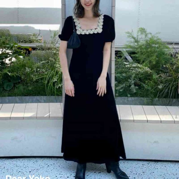 vintage lace edge decoration velvet dresses for women temperament square collar woman dress elegant party club vestido feminino 210514, Black;gray
vintage lace edge decoration velvet dresses for women temperament square collar woman dress elegant party club vestido feminino 210514, Black;gray