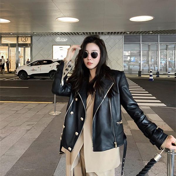 women's leather & faux black genuine sheepskin women motorcycle style european and american 2021 autumn winter fashion jacket coat
women's leather & faux black genuine sheepskin women motorcycle style european and american 2021 autumn winter fashion jacket coat