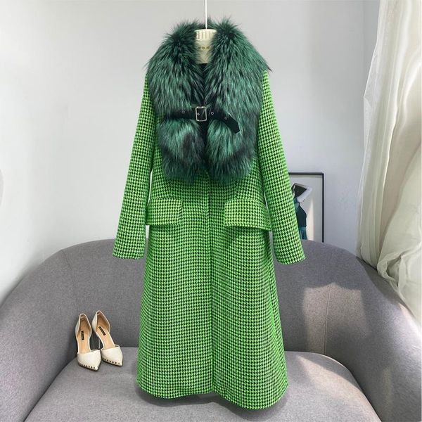 women's fur & faux 2021 imported silver collar detachable whole coat for women woolen mid-length winter, Black
women's fur & faux 2021 imported silver collar detachable whole coat for women woolen mid-length winter, Black