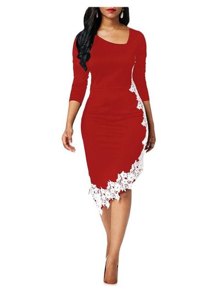 casual dresses diagonal collar lace splicing color contrast irregular slim buttocks commute female, Black;gray
casual dresses diagonal collar lace splicing color contrast irregular slim buttocks commute female, Black;gray