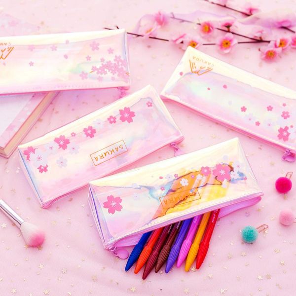 pencil bags pink sakura laser case kawaii girl heart transparent bag pen office & school supplies japanese stationery
pencil bags pink sakura laser case kawaii girl heart transparent bag pen office & school supplies japanese stationery