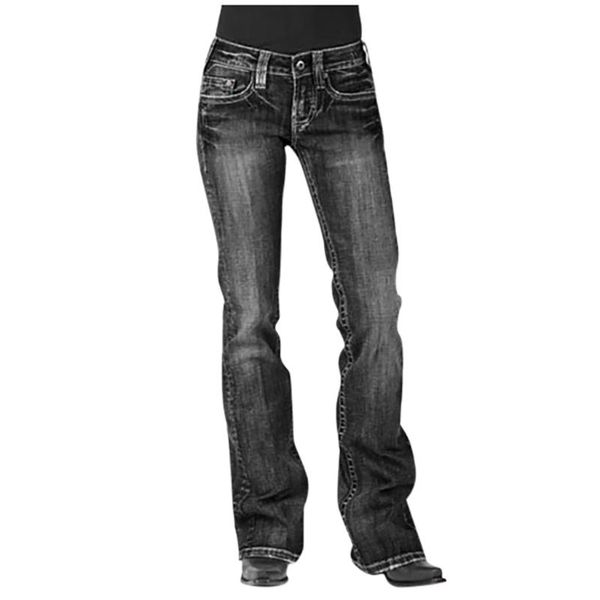 women's jeans flare women mid waisted denim embroidery stretch button straight pants bell bottom femme 2021 nouveau#g4, Blue
women's jeans flare women mid waisted denim embroidery stretch button straight pants bell bottom femme 2021 nouveau#g4, Blue
