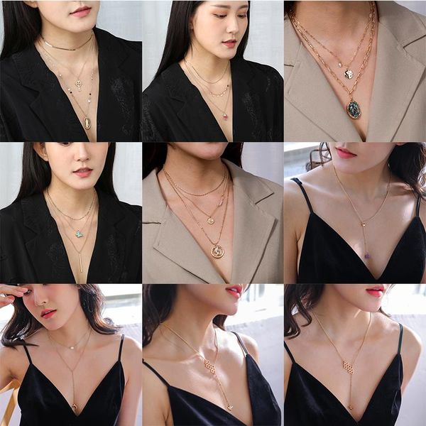 chains necklace ornaments send girlfriend gift birthday multilayer necklaces for women gold trendy jewelry, Silver
chains necklace ornaments send girlfriend gift birthday multilayer necklaces for women gold trendy jewelry, Silver
