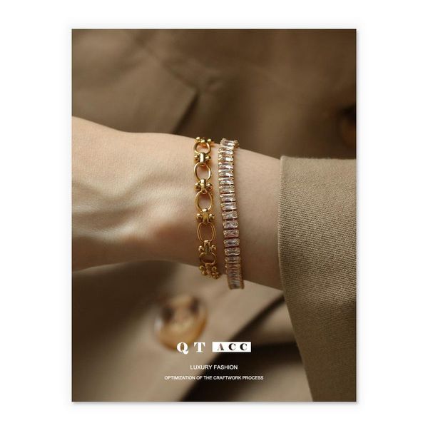 link, chain stainless steel zircon charm bracelet plated gold color gift for women's accessories aesthetics hand made 2021 trend jewell, Black
link, chain stainless steel zircon charm bracelet plated gold color gift for women's accessories aesthetics hand made 2021 trend jewell, Black