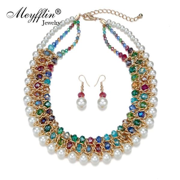 earrings & necklace meyfflin simulated pearl jewelry set for women fashion crystal and wedding elegant bridal parure bijoux, Silver
earrings & necklace meyfflin simulated pearl jewelry set for women fashion crystal and wedding elegant bridal parure bijoux, Silver