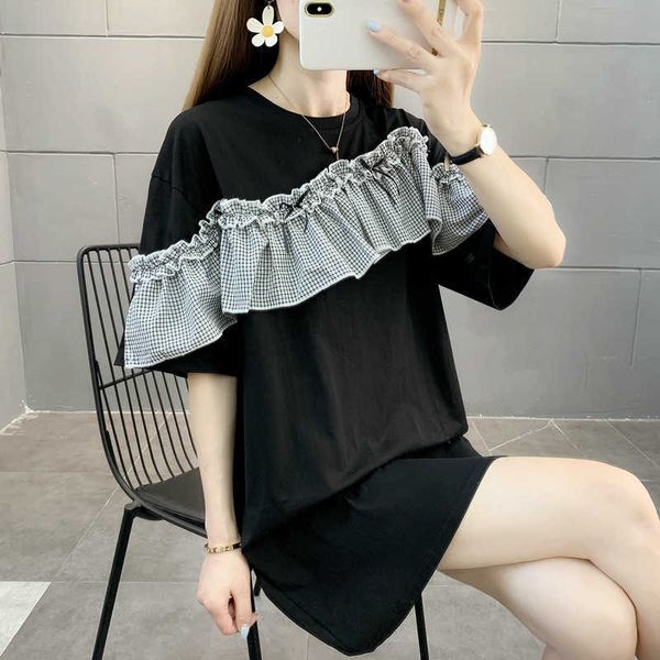 2021 summer fashion plaid stitching ruffle drs women's loose slim small black skirt, Black;gray
2021 summer fashion plaid stitching ruffle drs women's loose slim small black skirt, Black;gray