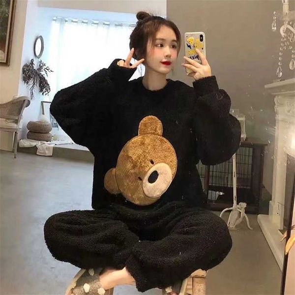 pajamas for women winter flannel long-sleeved sleepwear coral fleece 2-piece home service cartoon nightgown plus size lingere 211007, Black;red
pajamas for women winter flannel long-sleeved sleepwear coral fleece 2-piece home service cartoon nightgown plus size lingere 211007, Black;red