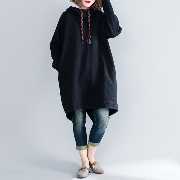 women's hoodies & sweatshirts johnature 2021 winter hooded collar loose long casual korean solid color irregular all match women, Black
women's hoodies & sweatshirts johnature 2021 winter hooded collar loose long casual korean solid color irregular all match women, Black