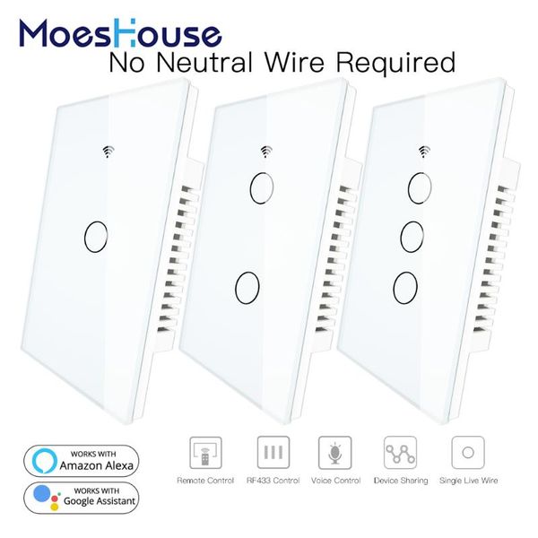 smart home control rf433 wifi wall touch switch no neutral wire needed single work with alexa google 170-250v
smart home control rf433 wifi wall touch switch no neutral wire needed single work with alexa google 170-250v