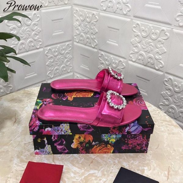 prowow slippers women genuine leather flats designer shoes rhinestone decor slides spring summer ladies, Black
prowow slippers women genuine leather flats designer shoes rhinestone decor slides spring summer ladies, Black