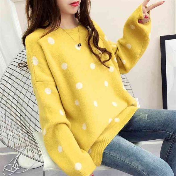 women dot knitted 3 colors pullovers sweater casual girls loose autumn winter thicken soft knitwear for female 210524, White;black
women dot knitted 3 colors pullovers sweater casual girls loose autumn winter thicken soft knitwear for female 210524, White;black