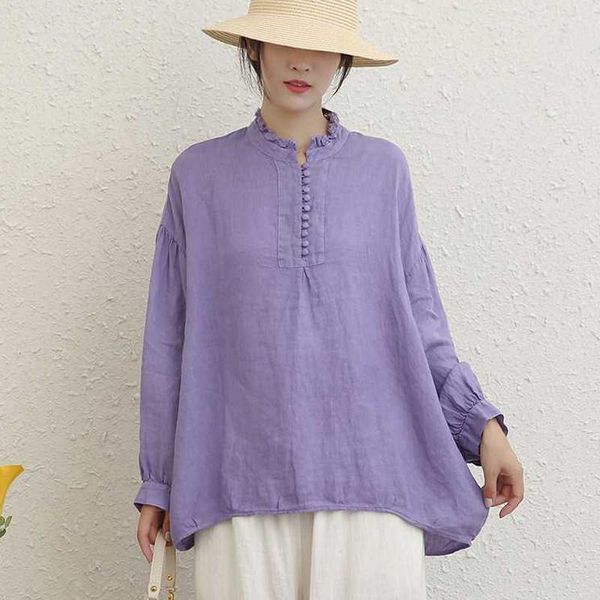 women's blouses & shirts fairynatural 2021 solid color ladies linen spring o neck long sleeve button women fall retro thin, White
women's blouses & shirts fairynatural 2021 solid color ladies linen spring o neck long sleeve button women fall retro thin, White