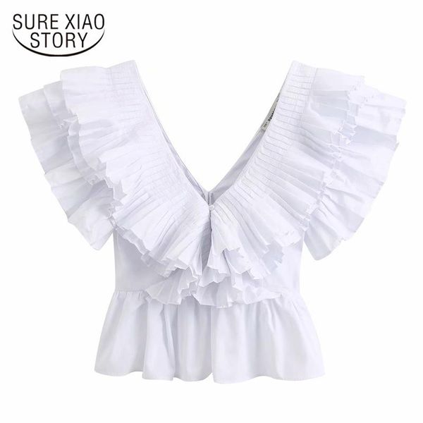 women's blouses & shirts women solid v neck pleated ruffles casual white smock blouse ladies butterfly sleeve poplin femininas shirt c
women's blouses & shirts women solid v neck pleated ruffles casual white smock blouse ladies butterfly sleeve poplin femininas shirt c