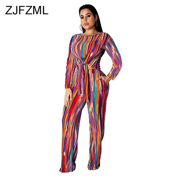 two piece dress rainbow stripes matching sets women o-neck full sleeev lace up crop and pockets wide leg pants club outfits, White
two piece dress rainbow stripes matching sets women o-neck full sleeev lace up crop and pockets wide leg pants club outfits, White