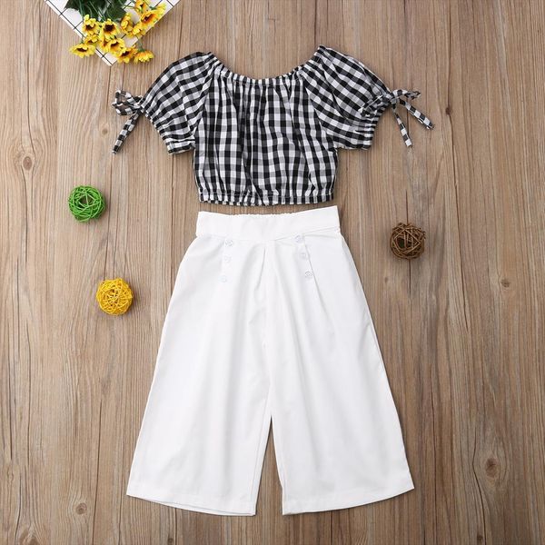 summer kids baby girls clothes set off shoulder checks blouse crop shirt wide legs pants outfit tracksuit 2 6y, White
summer kids baby girls clothes set off shoulder checks blouse crop shirt wide legs pants outfit tracksuit 2 6y, White