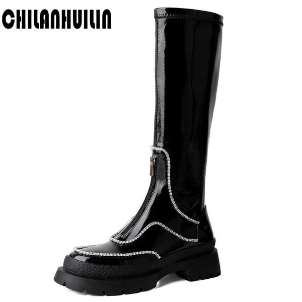 boots ins europe america mixed patent leather platform knee high for women fashion autumn winter crystal thigh, Black
boots ins europe america mixed patent leather platform knee high for women fashion autumn winter crystal thigh, Black