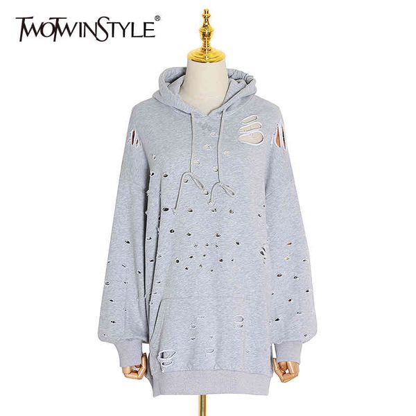 casual loose sweatshirt for female irregular hooded lantern long sleeve ripped hole pullovers women fashion clothes 210524, Black
casual loose sweatshirt for female irregular hooded lantern long sleeve ripped hole pullovers women fashion clothes 210524, Black