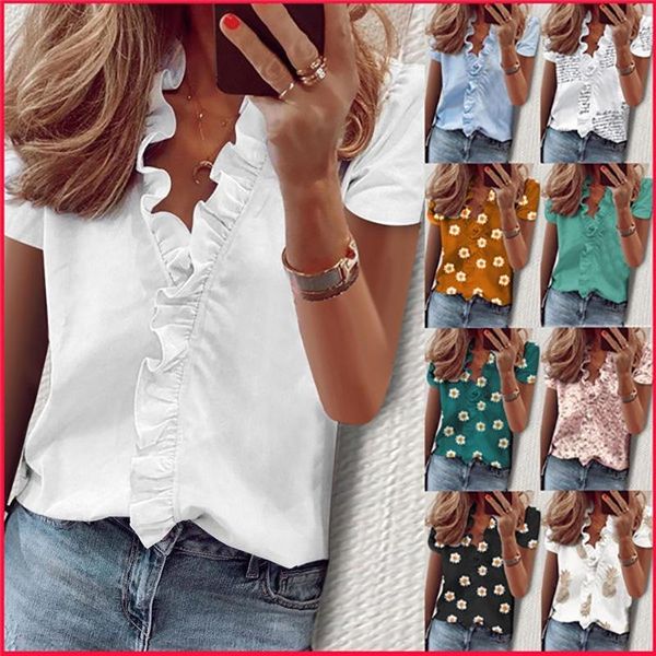 women's blouses & shirts blouse summer aesthetic ruffles office lady pullovers fashion casual ladies vintage short sleeve, White
women's blouses & shirts blouse summer aesthetic ruffles office lady pullovers fashion casual ladies vintage short sleeve, White