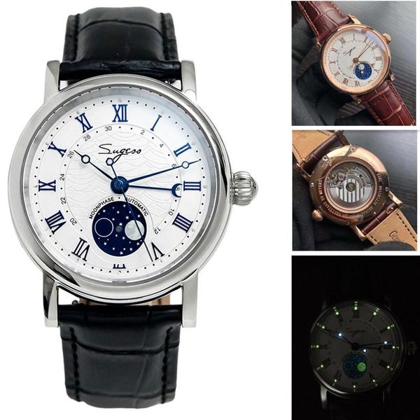 wristwatches fashion men automatic mechanical watches luminous clock st2108 seagull movement genuine leather mens wrist watch moon phase 50m, Slivery;brown
wristwatches fashion men automatic mechanical watches luminous clock st2108 seagull movement genuine leather mens wrist watch moon phase 50m, Slivery;brown