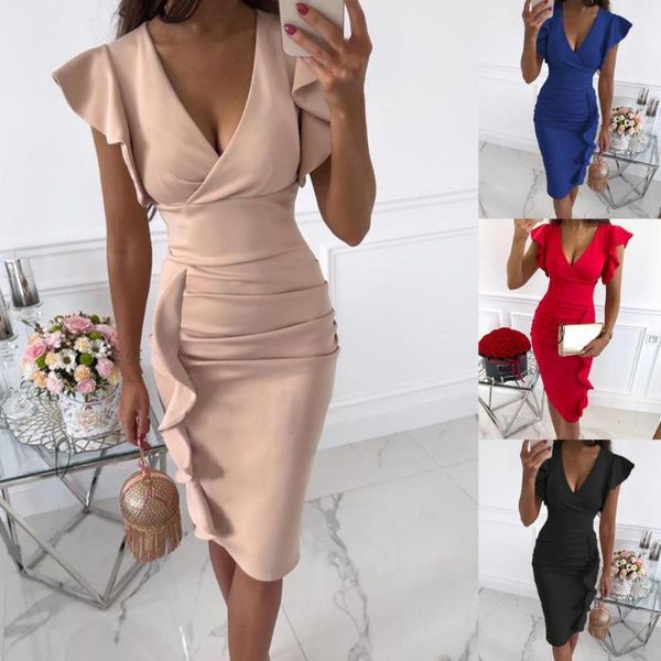 casual dresses elegant women solid color ruffle stitching dress female ladies v neck for banquet, Black;gray
casual dresses elegant women solid color ruffle stitching dress female ladies v neck for banquet, Black;gray