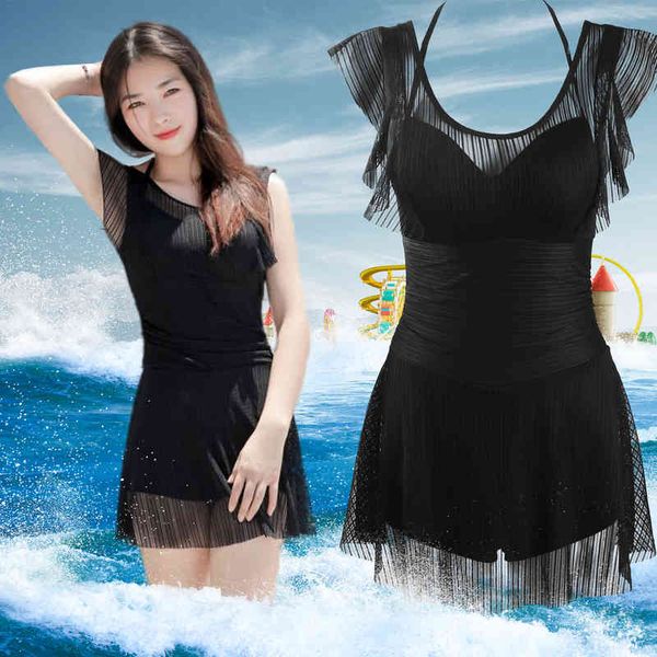 south korea east gate goddess swimsuit women's one-piece belly covering spring swimsuit, White;black
south korea east gate goddess swimsuit women's one-piece belly covering spring swimsuit, White;black