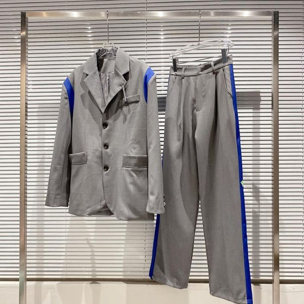 web celebrity in fall draw string concatenation blue suit small badge printing wide legged pants women's two piece, White
web celebrity in fall draw string concatenation blue suit small badge printing wide legged pants women's two piece, White