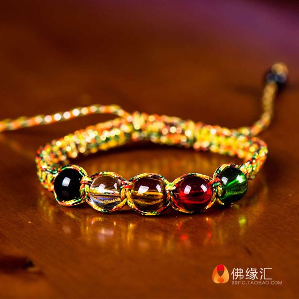 vajra knot bracelet hand woven with tibetan multicolored thread inlaid five elements crystal beads and rosary, Black
vajra knot bracelet hand woven with tibetan multicolored thread inlaid five elements crystal beads and rosary, Black