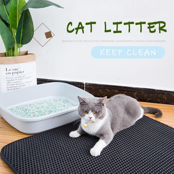 cat beds & furniture pet litter mat foldable eva double-layer cats bottom non-slip layer catcher waterproo