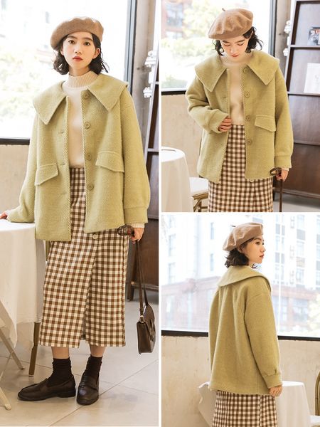 2021 winter new tweed doll neck loose thin long sleeve versatile super fire jacket, Black
2021 winter new tweed doll neck loose thin long sleeve versatile super fire jacket, Black