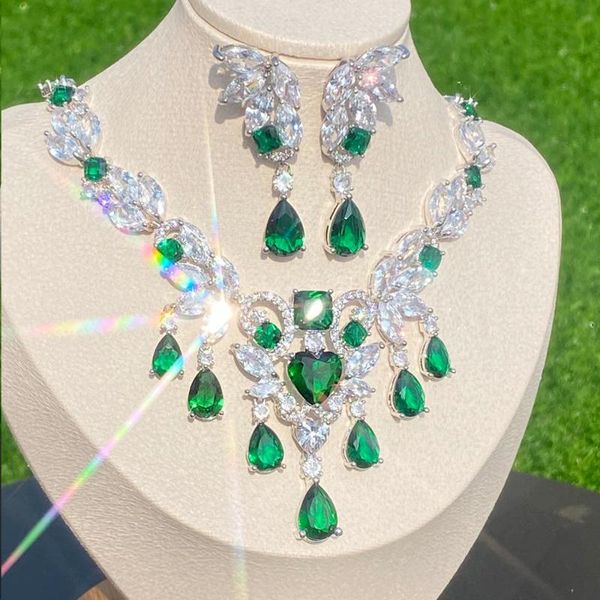 earrings & necklace nigerian bride zircon 2 piece necklace, women's jewelry set, dubai nigeria green crystal cz wedding set, Silver
earrings & necklace nigerian bride zircon 2 piece necklace, women's jewelry set, dubai nigeria green crystal cz wedding set, Silver