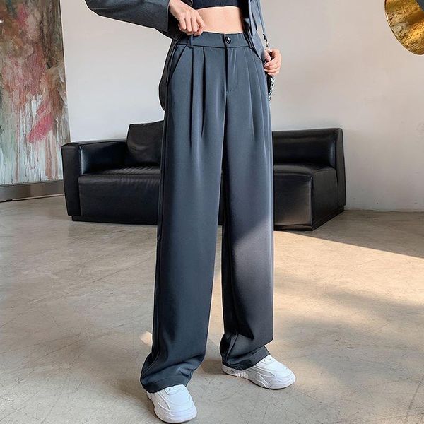 women's pants & capris 2021 spring wide leg women blazer smooth loose longer trousers elastic high waist black solid suit pant 881, Black;white
women's pants & capris 2021 spring wide leg women blazer smooth loose longer trousers elastic high waist black solid suit pant 881, Black;white