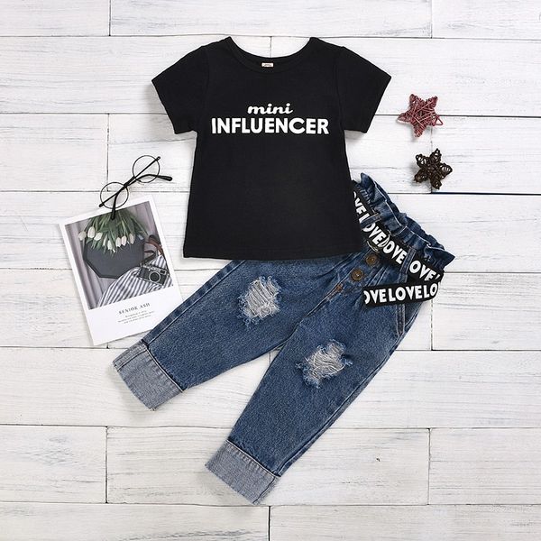 kids clothing toddler girl summer set 2021 new black letter print t-shirt button denim pants with belt street style set, White
kids clothing toddler girl summer set 2021 new black letter print t-shirt button denim pants with belt street style set, White