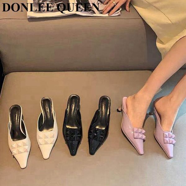 spring women slippers brand rivet ladies sandal slip on pointed toe mule shoes thin low heel casual slides zapatillas mujer, Black
spring women slippers brand rivet ladies sandal slip on pointed toe mule shoes thin low heel casual slides zapatillas mujer, Black