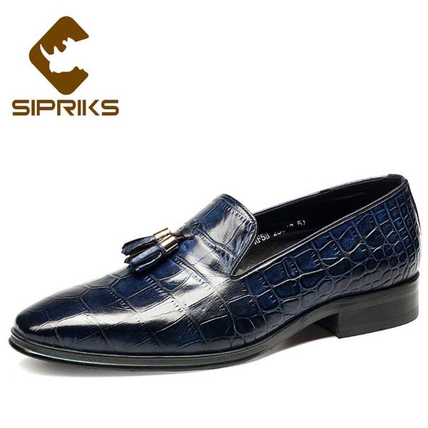 dress shoes sipriks blue alligator skin for men slipon leather tassels loafer breathable formal office business european, Black
dress shoes sipriks blue alligator skin for men slipon leather tassels loafer breathable formal office business european, Black