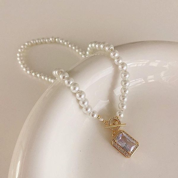 pendant necklaces vsnow temperament square cz zirconia pearl beaded necklace for women french toggle clasp chokers party jewelry, Silver
pendant necklaces vsnow temperament square cz zirconia pearl beaded necklace for women french toggle clasp chokers party jewelry, Silver