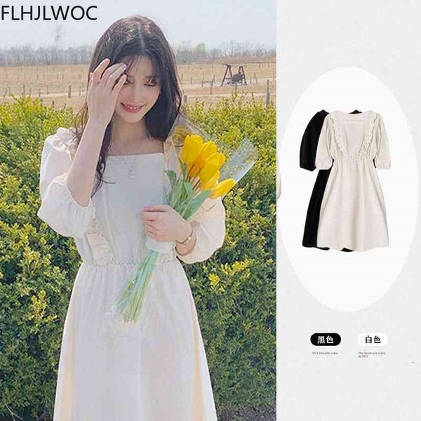 casual dresses summer slim waist a line temperament lady ruffles solid black white retro vintage cotton cute korean chic women es, Black;gray
casual dresses summer slim waist a line temperament lady ruffles solid black white retro vintage cotton cute korean chic women es, Black;gray