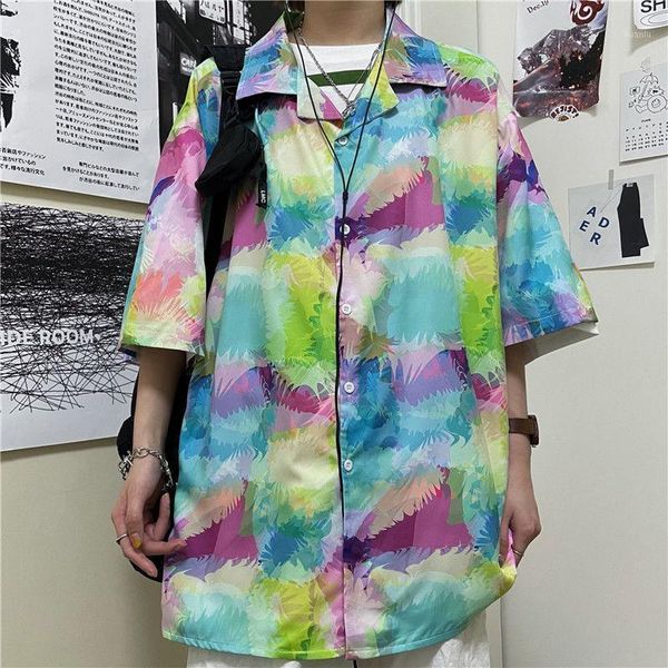 men's casual shirts retro tie-dye printed short sleeve shirt loose men women literary five-point colorful spring summer male coat, White;black
men's casual shirts retro tie-dye printed short sleeve shirt loose men women literary five-point colorful spring summer male coat, White;black