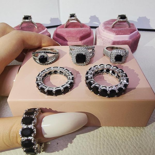 cluster rings 2021 luxury fashion real 925 sterling silver black engagement wedding ring set band eternity for women men gift jewelry z12, Golden;silver
cluster rings 2021 luxury fashion real 925 sterling silver black engagement wedding ring set band eternity for women men gift jewelry z12, Golden;silver