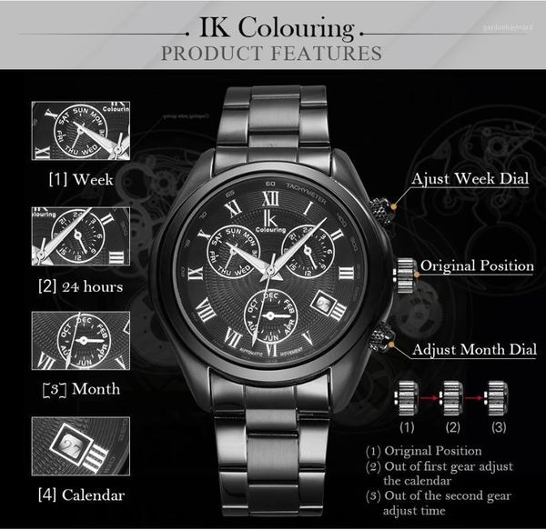 wristwatches montre homme ik roman number scale multifunction sub dial hours week month luminous calender hollow back steel men's watch, Slivery;brown
wristwatches montre homme ik roman number scale multifunction sub dial hours week month luminous calender hollow back steel men's watch, Slivery;brown
