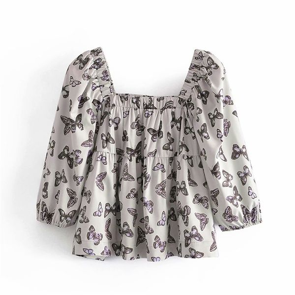 sweet women square collar blouse summer fashion ladies puff sleeve loose female butterfly printing stack short 210515, White
sweet women square collar blouse summer fashion ladies puff sleeve loose female butterfly printing stack short 210515, White